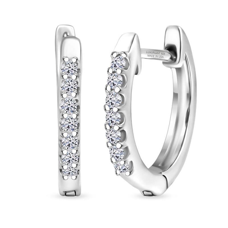 Luxuriant Lab Grown Diamond G-H SI 0.25 ctw Skyline Rhythm Earrings in Rhodium Over Sterling Silver