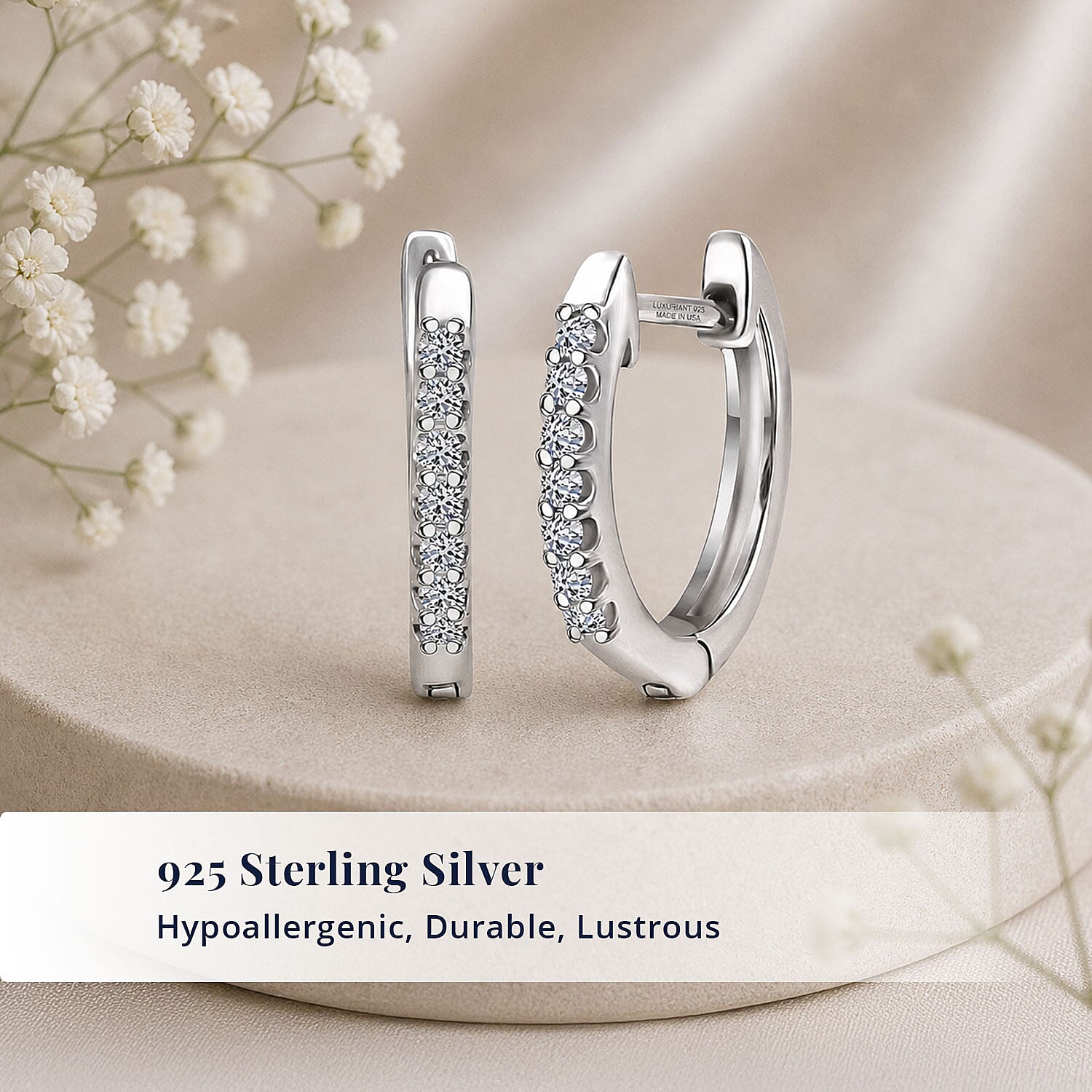Luxuriant Lab Grown Diamond G-H SI 0.25 ctw Skyline Rhythm Earrings in Rhodium Over Sterling Silver