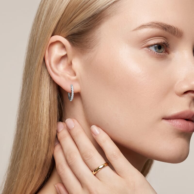 Luxuriant Lab Grown Diamond G-H SI 0.25 ctw Skyline Rhythm Earrings in Rhodium Over Sterling Silver