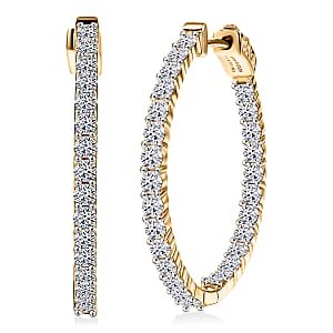 Luxuriant Lab Grown Diamond G-H SI 2.50 ctw Hoop Earrings in 18K Vermeil Yellow Gold Over Sterling Silver