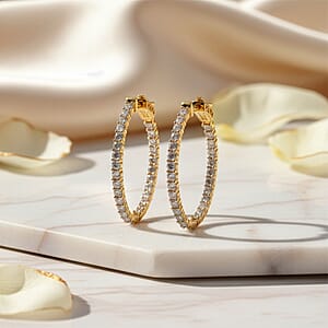 Luxuriant Lab Grown Diamond G-H SI 2.50 ctw Hoop Earrings in 18K Vermeil Yellow Gold Over Sterling Silver