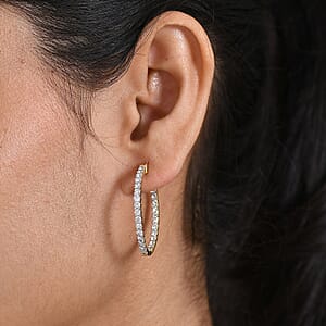 Luxuriant Lab Grown Diamond G-H SI 2.50 ctw Hoop Earrings in 18K Vermeil Yellow Gold Over Sterling Silver