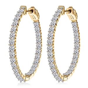 Luxuriant Lab Grown Diamond G-H SI 2.50 ctw Hoop Earrings in 18K Vermeil Yellow Gold Over Sterling Silver