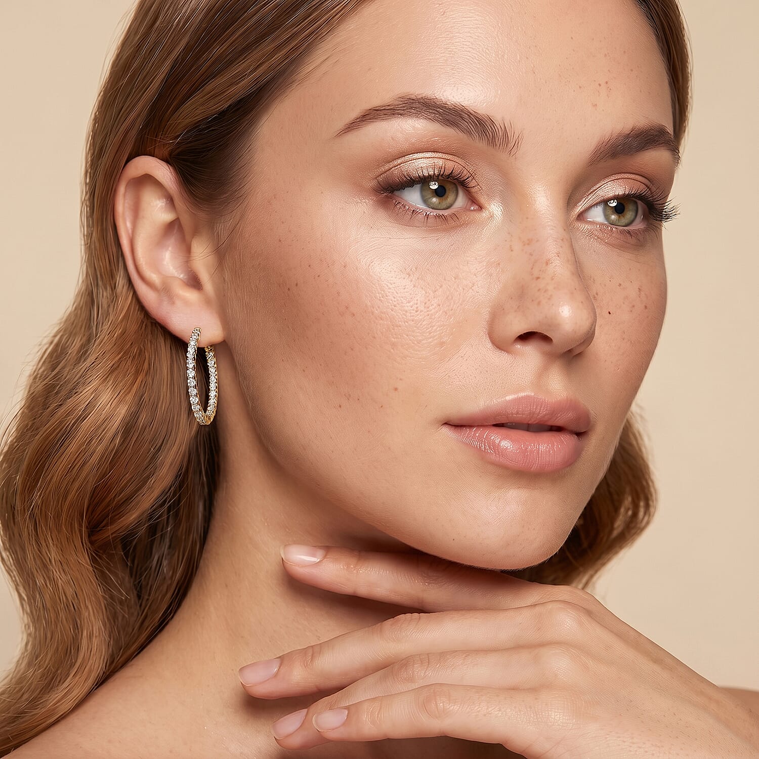 Luxuriant Lab Grown Diamond G-H SI 2.50 ctw Hoop Earrings in 18K Vermeil Yellow Gold Over Sterling Silver