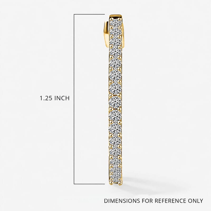 Luxuriant Lab Grown Diamond G-H SI 2.50 ctw Hoop Earrings in 18K Vermeil Yellow Gold Over Sterling Silver