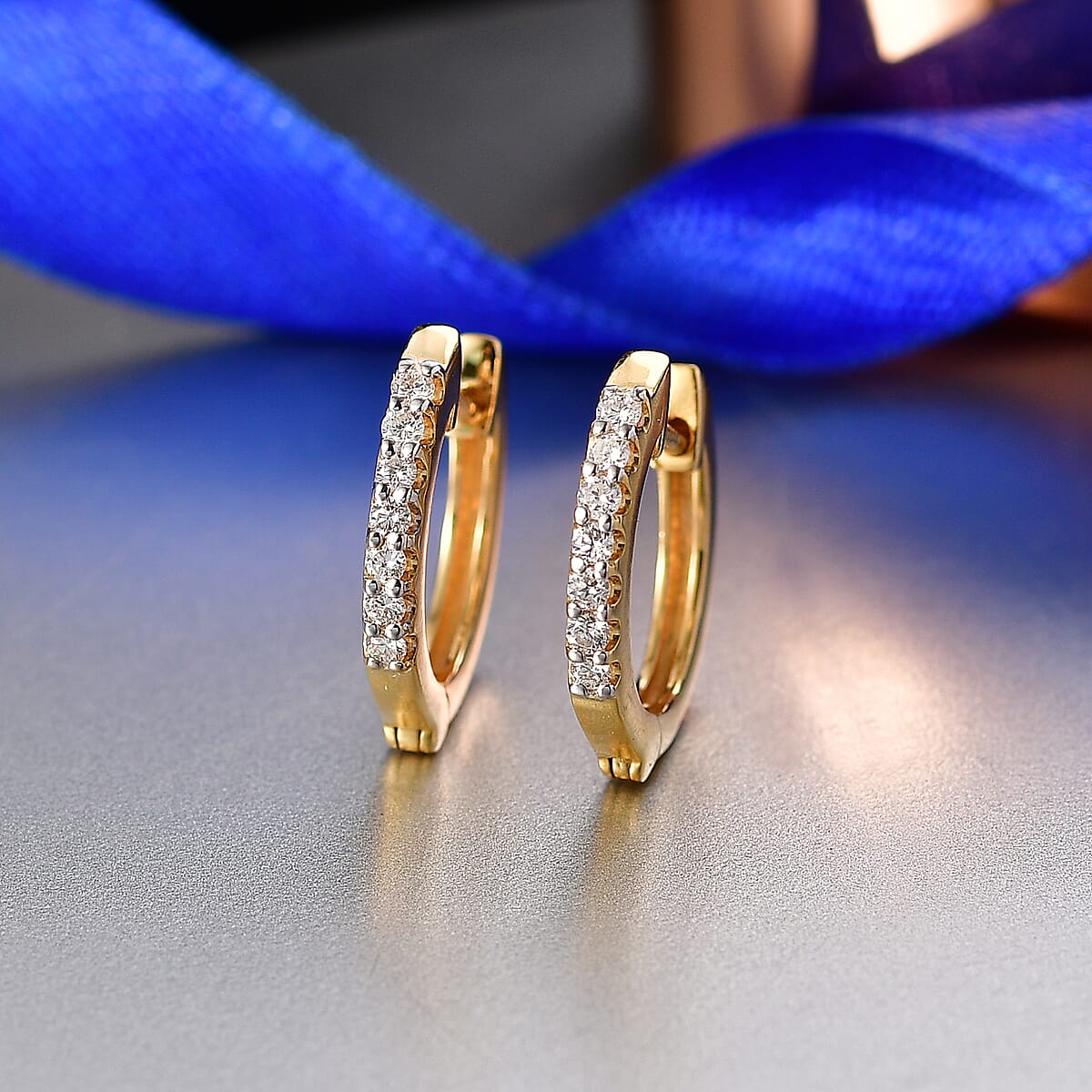 Luxuriant Lab Grown Diamond G-H SI 0.25 ctw Skyline Rhythm Earrings in 18K Vermeil Yellow Gold Over Sterling Silver image number 1