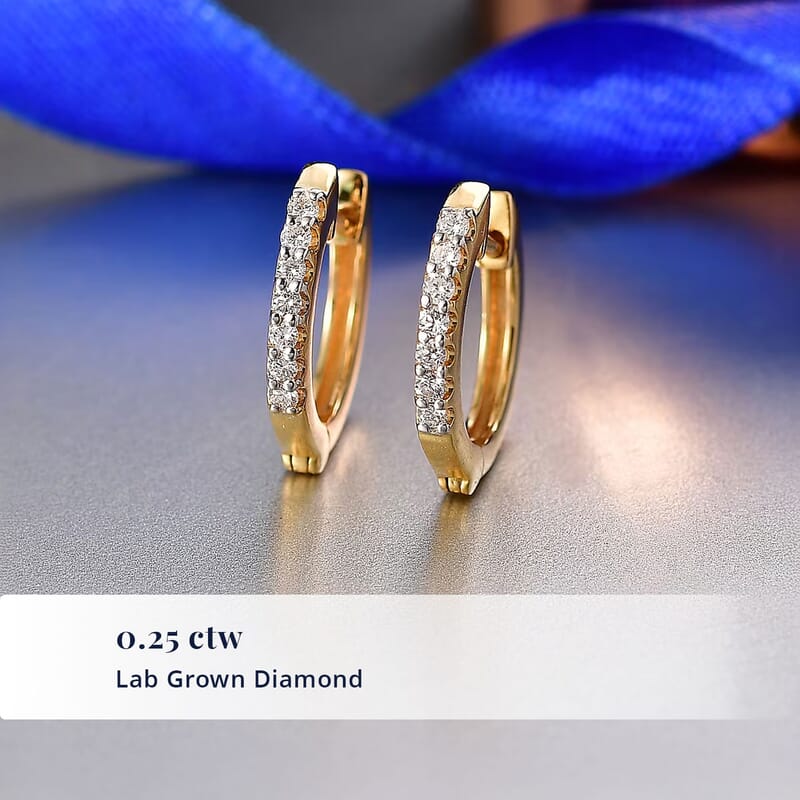 Luxuriant Lab Grown Diamond G-H SI 0.25 ctw Skyline Rhythm Earrings in 18K Vermeil Yellow Gold Over Sterling Silver