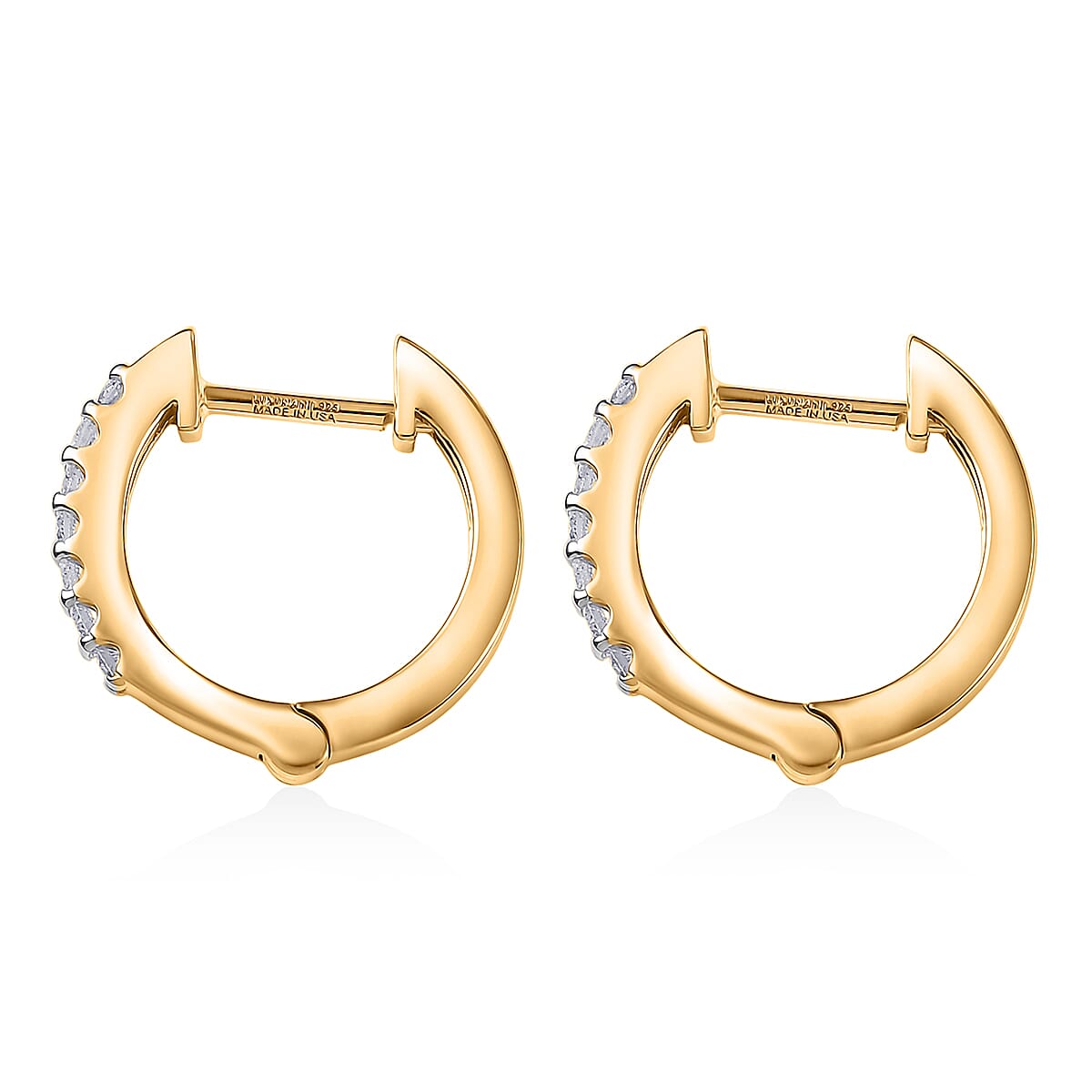 Luxuriant Lab Grown Diamond G-H SI 0.25 ctw Skyline Rhythm Earrings in 18K Vermeil Yellow Gold Over Sterling Silver image number 4