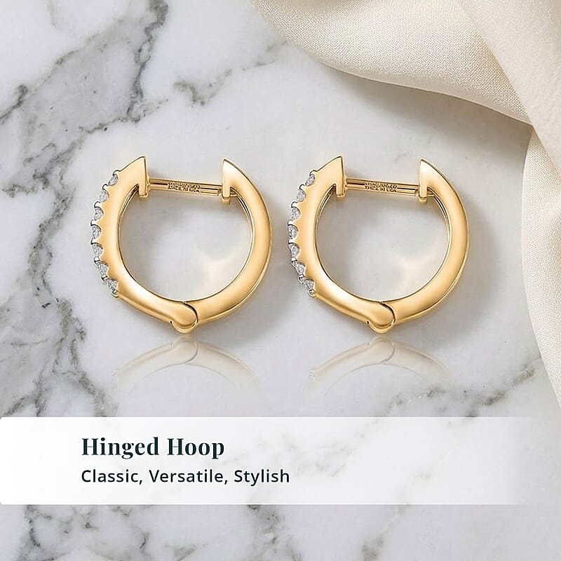 Luxuriant Lab Grown Diamond G-H SI 0.25 ctw Skyline Rhythm Earrings in 18K Vermeil Yellow Gold Over Sterling Silver
