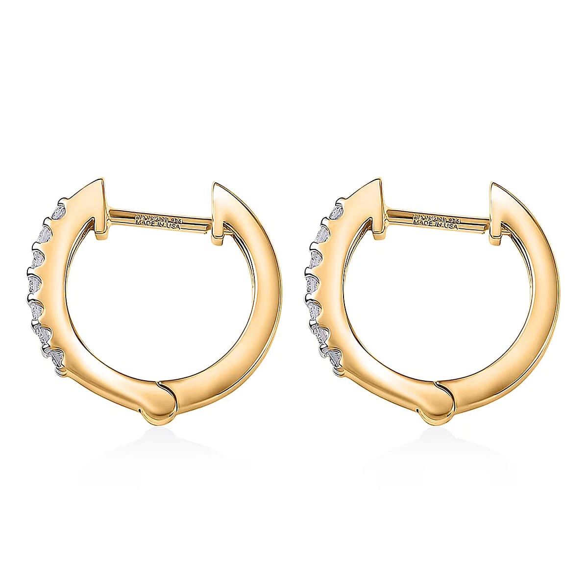 Luxuriant Lab Grown Diamond G-H SI 0.25 ctw Skyline Rhythm Earrings in 18K Vermeil Yellow Gold Over Sterling Silver image number 7