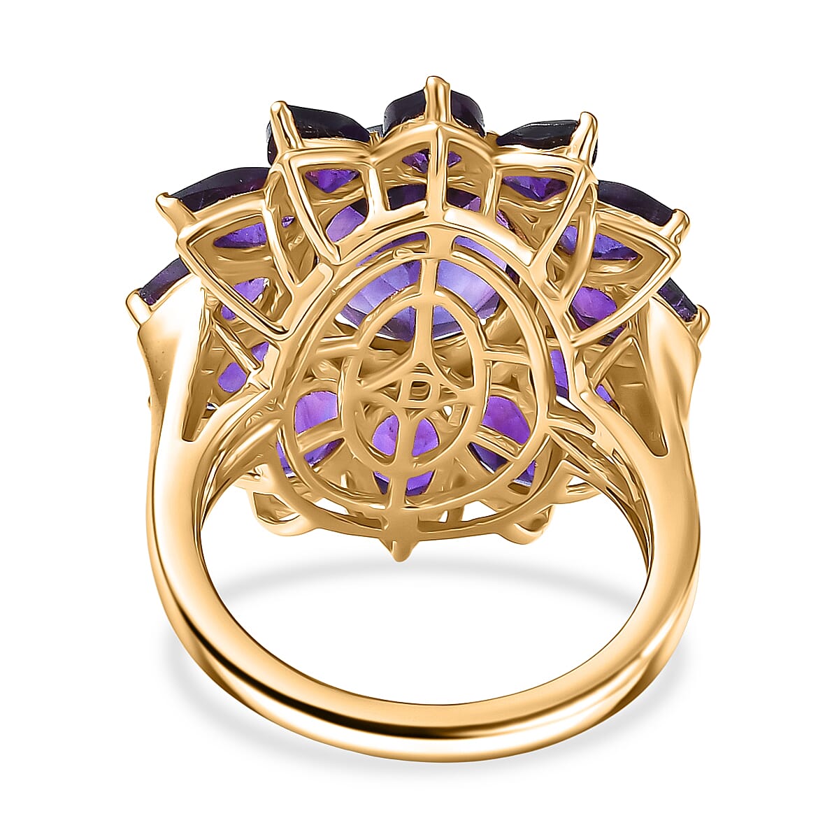 D'Joy Premium Lusaka Amethyst 8.90 ctw Bloom Ring in 18K Vermeil Yellow Gold Over Sterling Silver (Size 10.0) image number 4