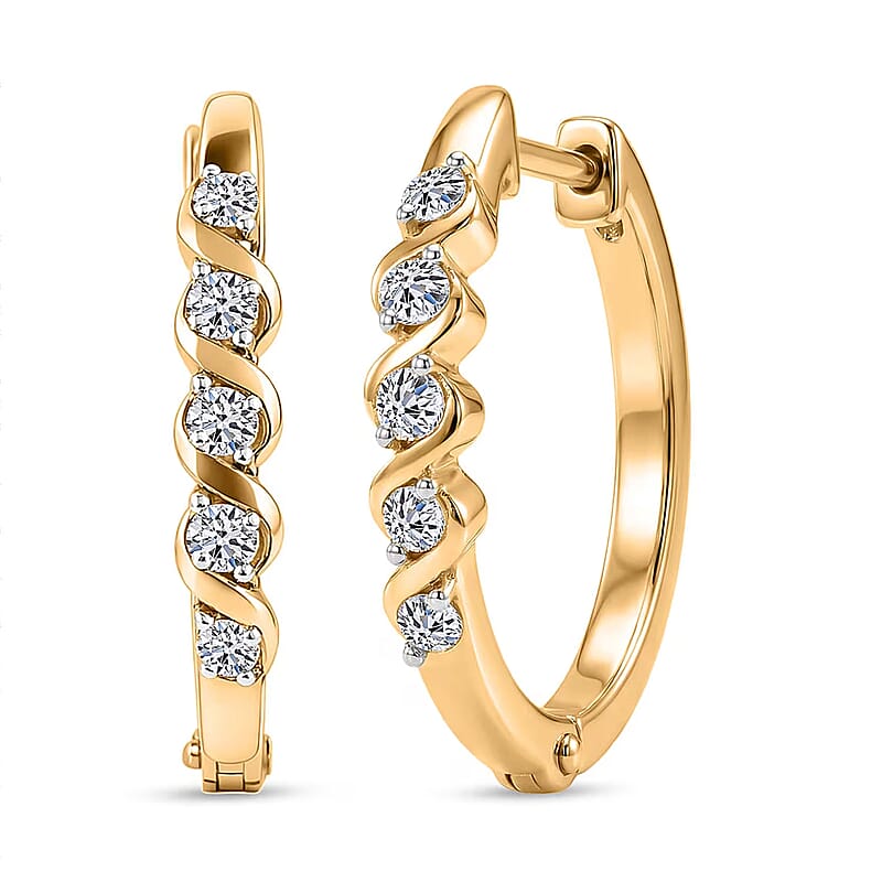 Luxuriant Lab Grown Diamond G-H SI 0.25 ctw Earrings in 18K Yellow Gold Plated Sterling Silver