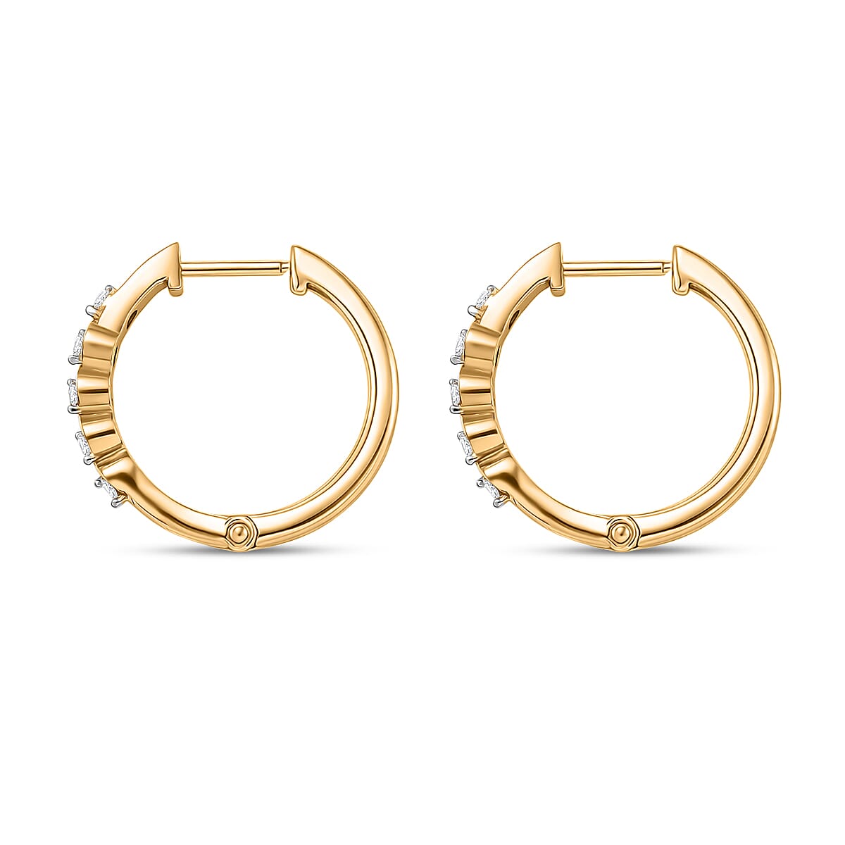 Luxuriant Lab Grown Diamond G-H SI 0.25 ctw Earrings in 18K Yellow Gold Plated Sterling Silver image number 3