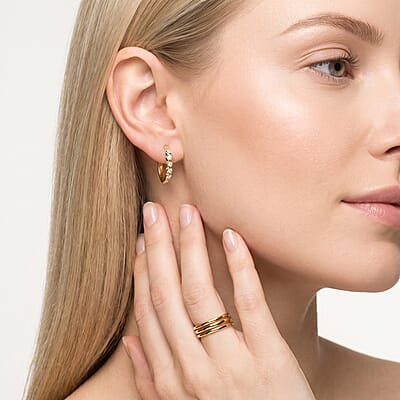 Luxuriant Lab Grown Diamond G-H SI 0.25 ctw Earrings in 18K Yellow Gold Plated Sterling Silver