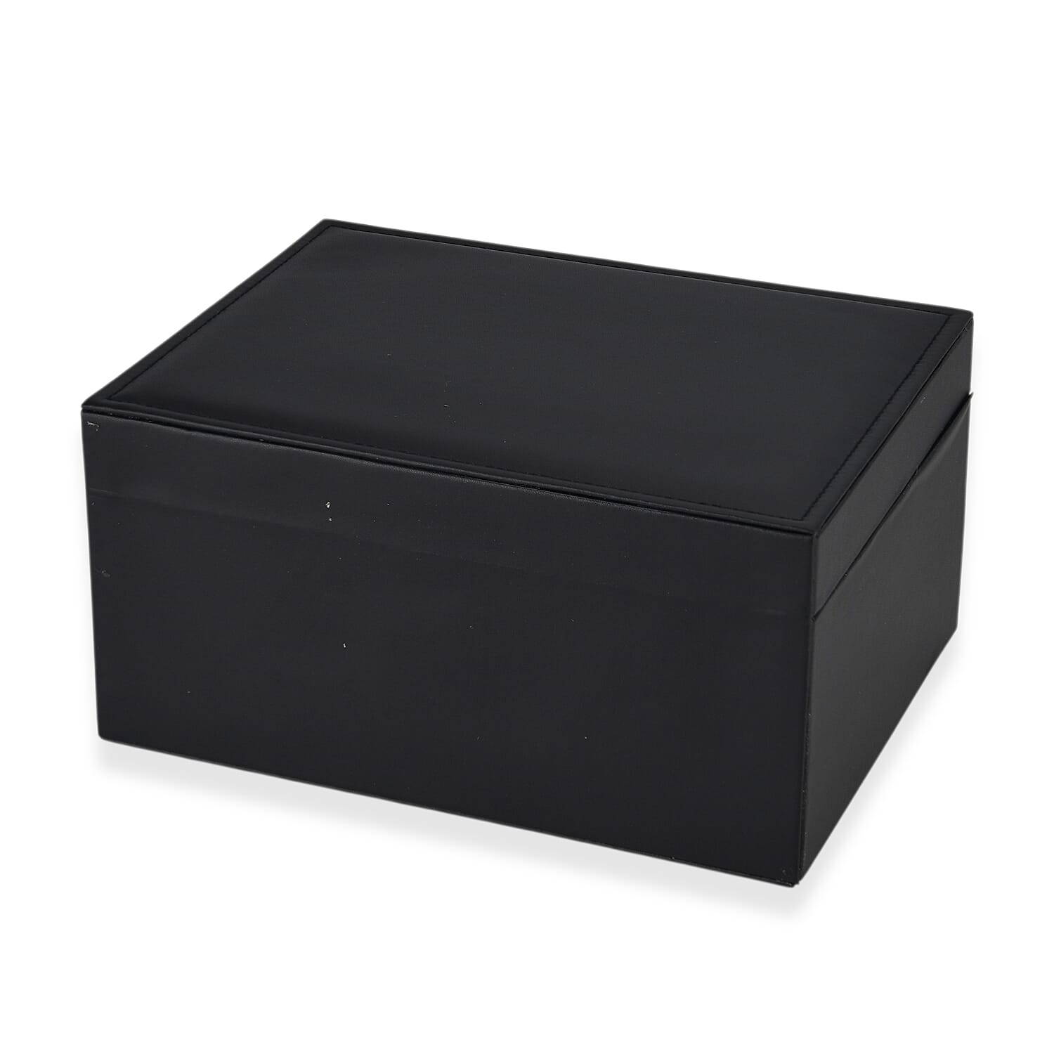 Livmore Black Faux Leather 2 Layer Jewelry Box with One Drawer