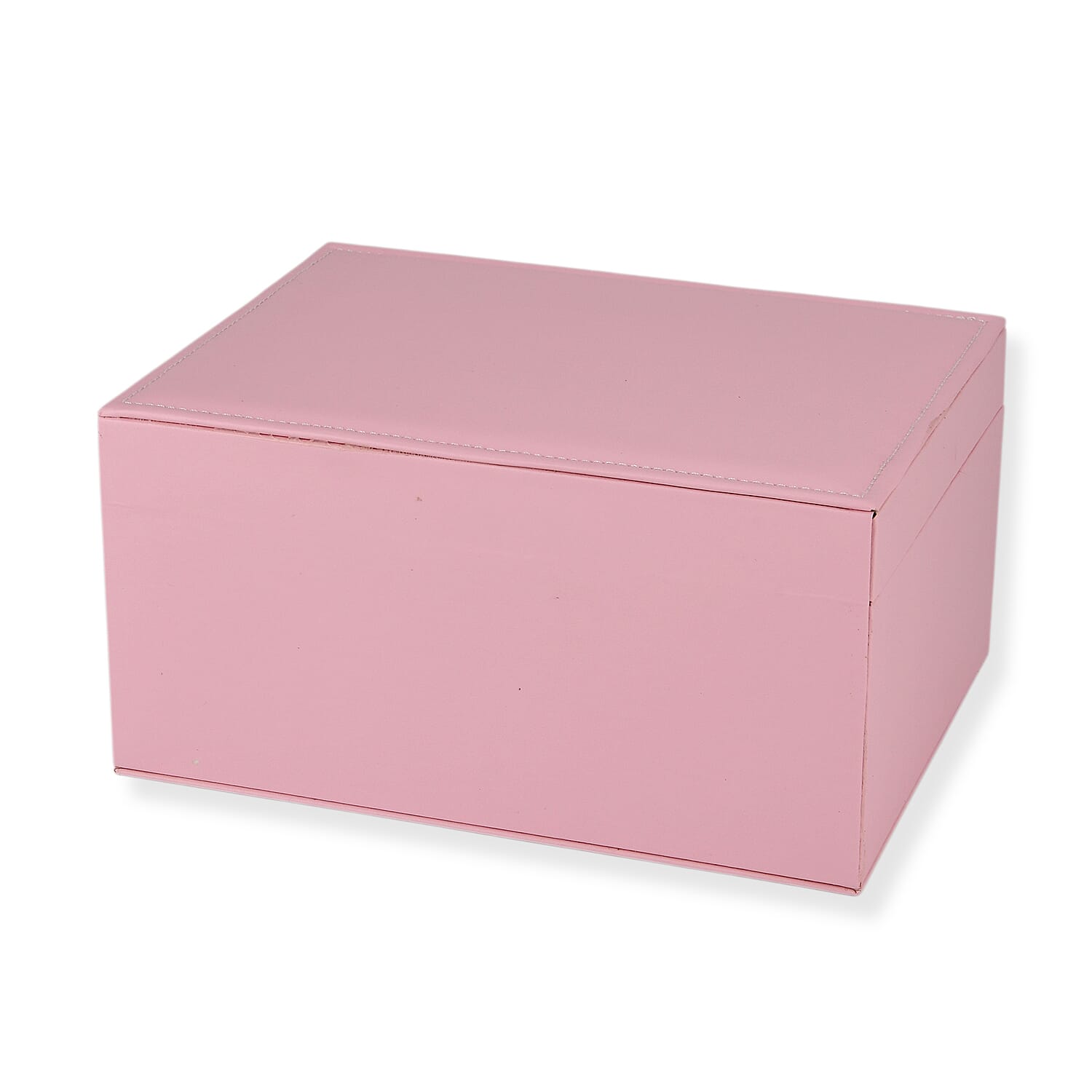 Livmore Pink Faux Leather 2 Layer Jewelry Box with One Drawer