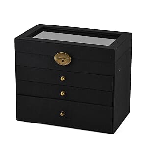 Livmore Black Velvet Anti Tarnish 4 Layer Jewelry Box