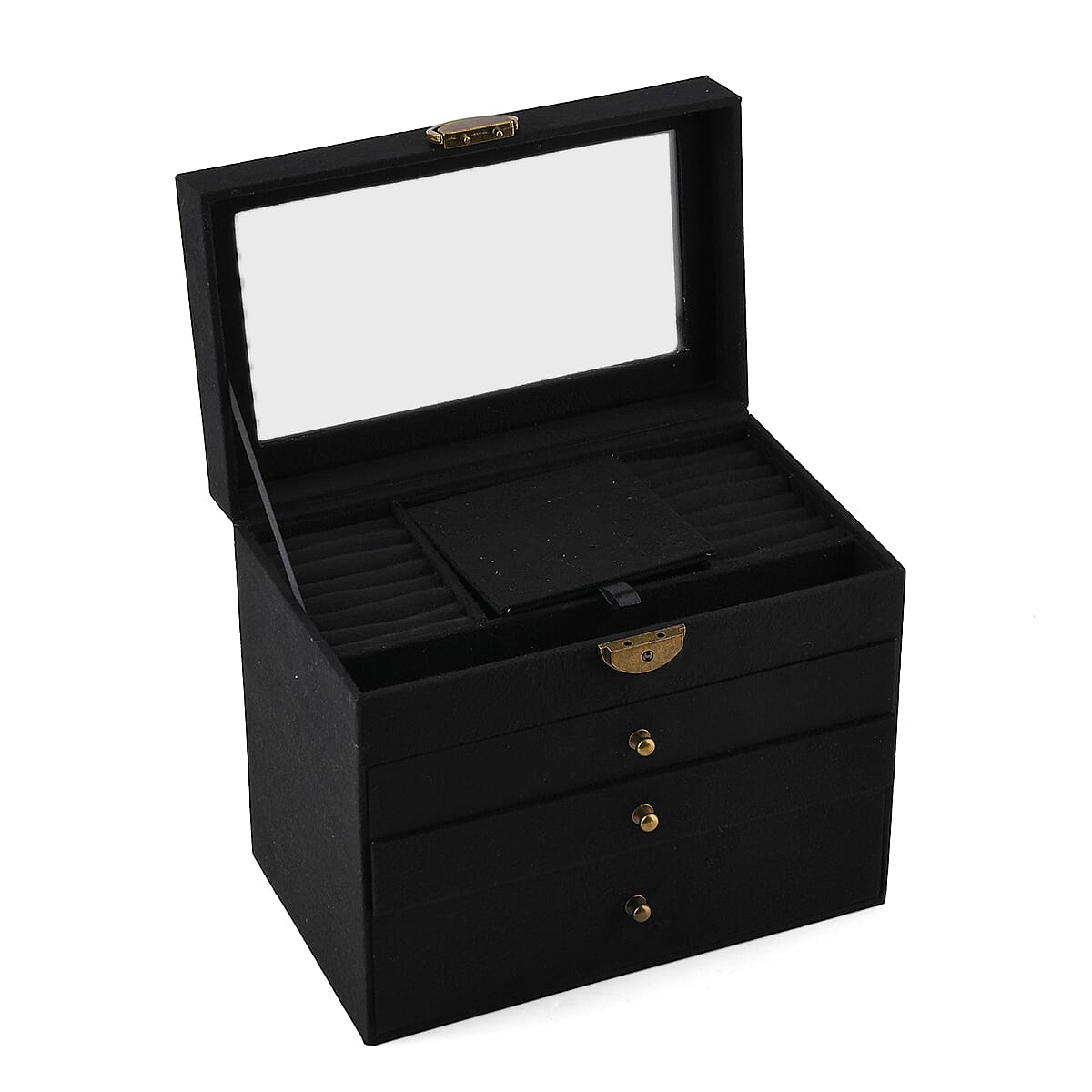 Livmore Black Velvet Anti Tarnish 4 Layer Jewelry Box image number 3
