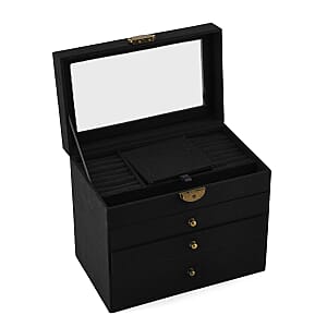 Livmore Black Velvet Anti Tarnish 4 Layer Jewelry Box
