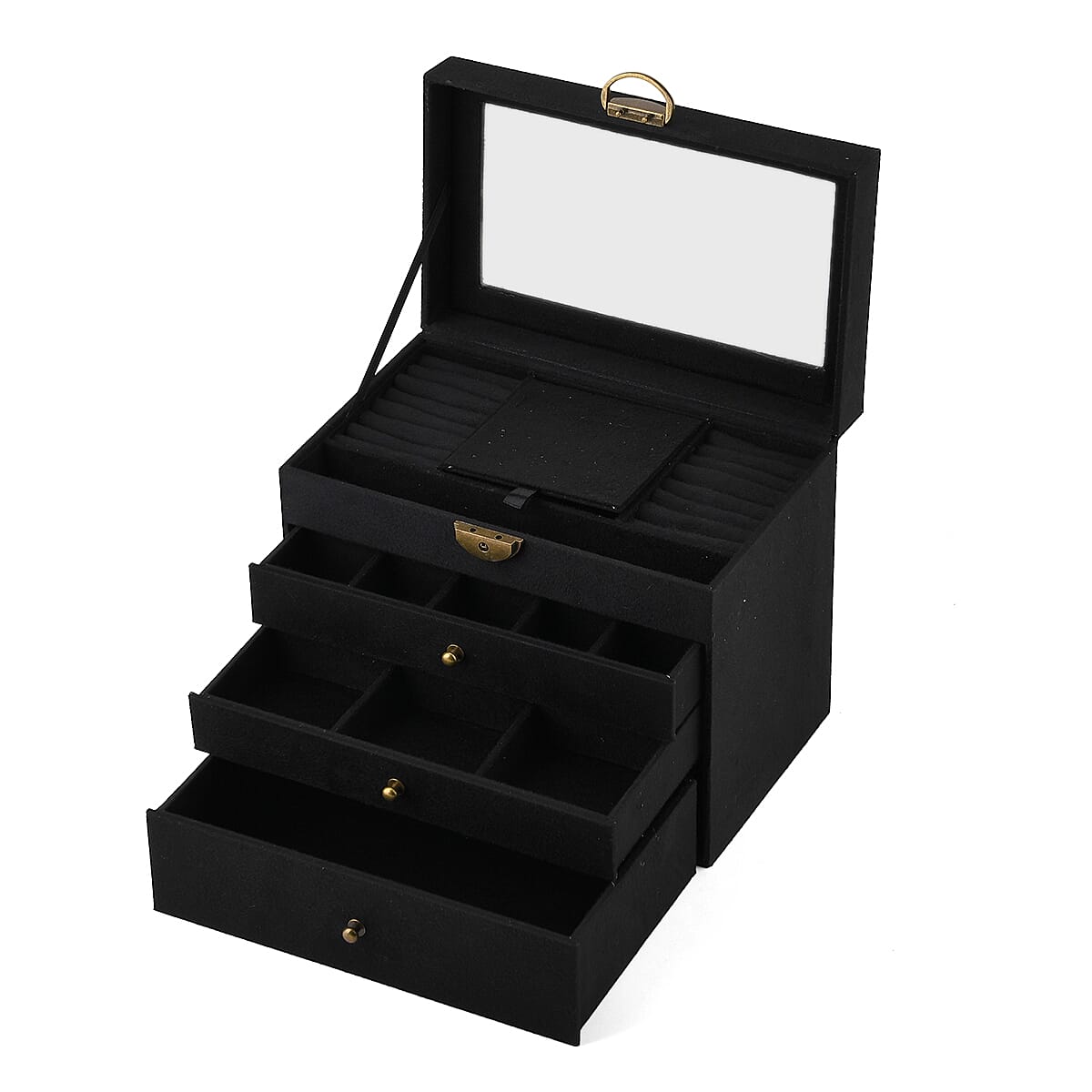 Livmore Black Velvet Anti Tarnish 4 Layer Jewelry Box image number 4