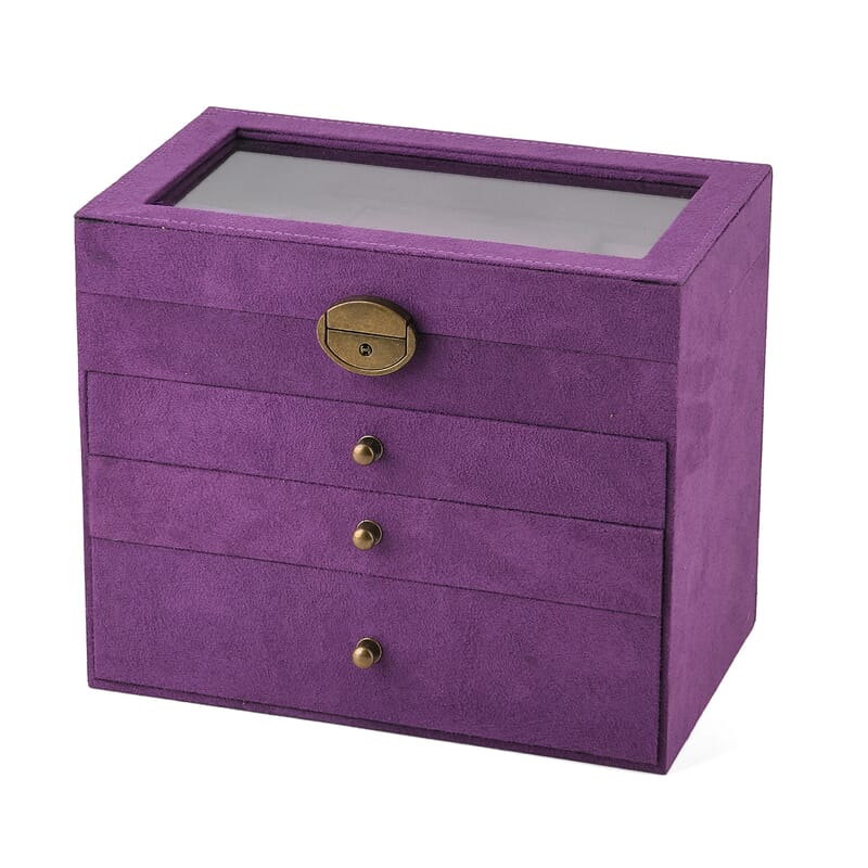 Livmore Purple Velvet Anti Tarnish 4 Layer Jewelry Box