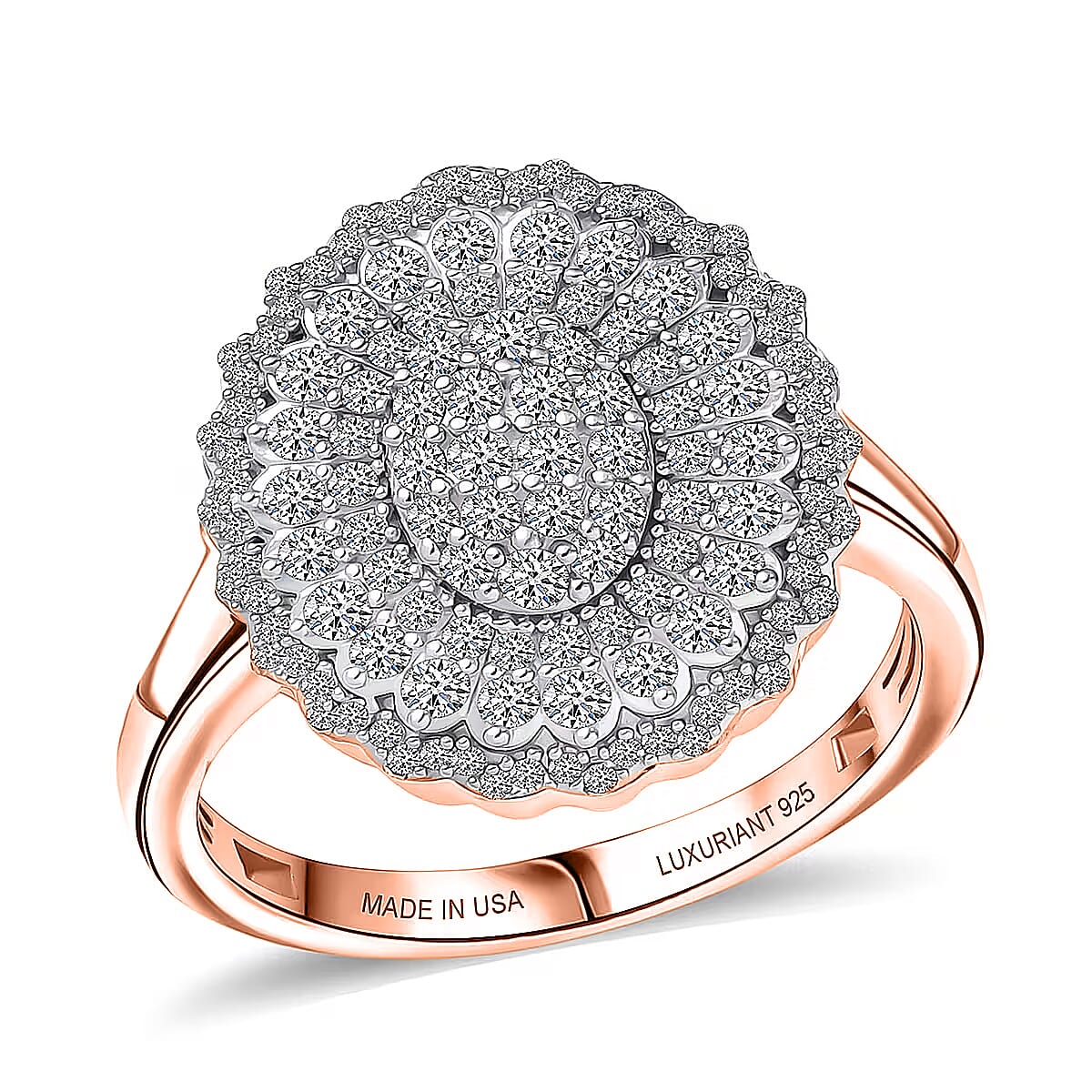 Luxuriant Lab Grown Diamond G-H, SI Ring in 18K Vermeil RG Over Sterling Silver (Size 10.0) 1.00 ctw