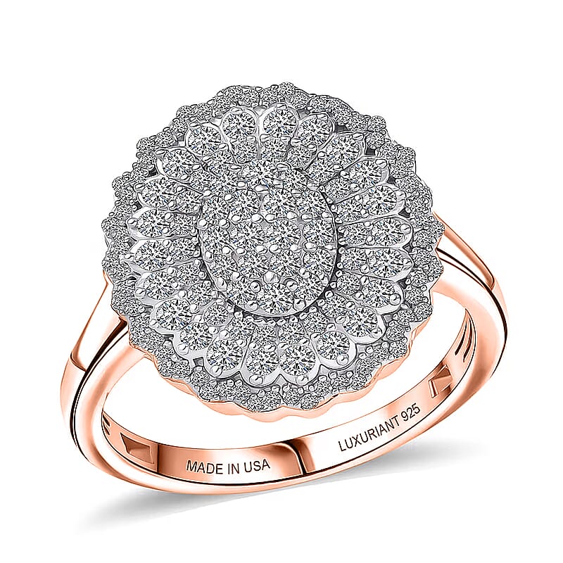 Luxuriant Lab Grown Diamond G-H, SI Ring in 18K Vermeil RG Over Sterling Silver (Size 10.0) 1.00 ctw
