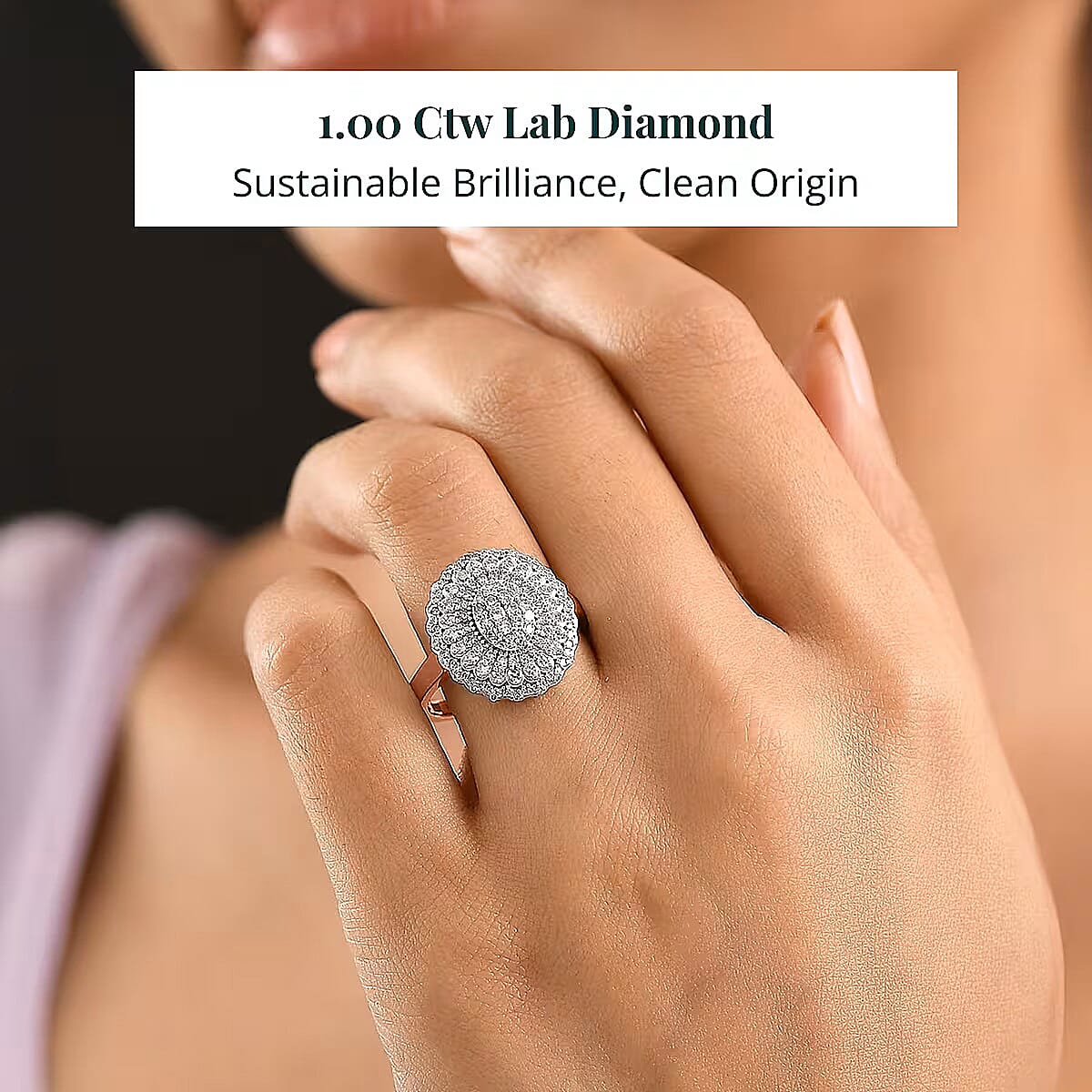 Luxuriant Lab Grown Diamond G-H, SI Ring in Rhodium Over Sterling Silver (Size 10.0) 1.00 ctw image number 1