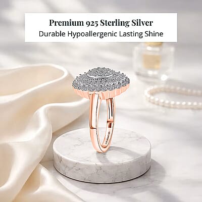 Luxuriant Lab Grown Diamond G-H, SI Ring in 18K Vermeil RG Over Sterling Silver (Size 10.0) 1.00 ctw