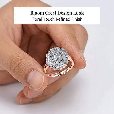 Luxuriant Lab Grown Diamond G-H, SI Ring in 18K Vermeil RG Over Sterling Silver (Size 10.0) 1.00 ctw