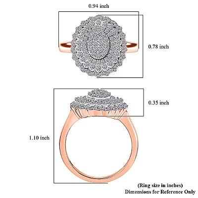 Luxuriant Lab Grown Diamond G-H, SI Ring in 18K Vermeil RG Over Sterling Silver (Size 10.0) 1.00 ctw