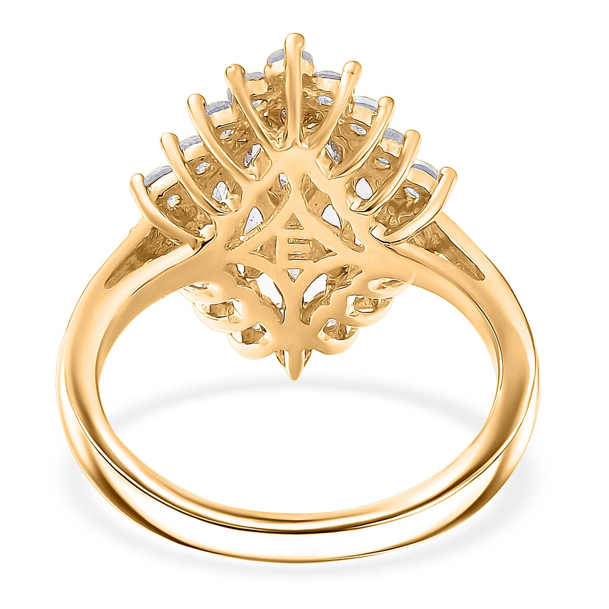 EverTrue Tanzanite and White Zircon 1.70 ctw Blue Flame Ring in 18K YG Plated (Size 10.0) (Del. In 8-10 Days) image number 4