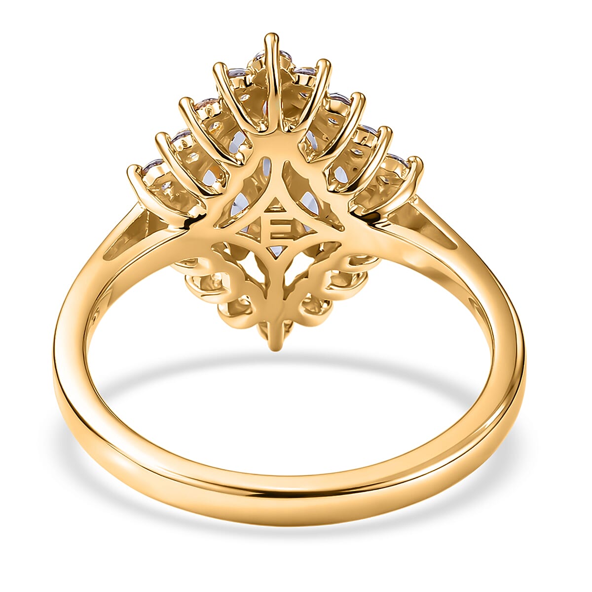 EverTrue Tanzanite and White Zircon 1.70 ctw Blue Flame Ring in 18K YG Plated (Size 7.0) image number 4