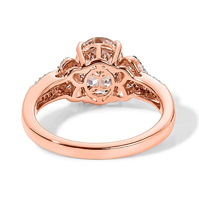 Luxoro AAA Blush Tourmaline and Diamond I2 2.33 ctw Blush Love Loop Ring in 10K Rose Gold (Size 5.0)