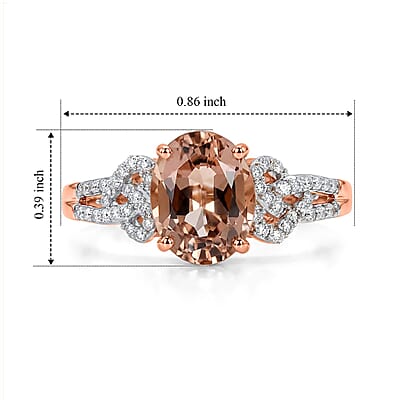 Luxoro AAA Blush Tourmaline and Diamond I2 2.33 ctw Blush Love Loop Ring in 10K Rose Gold (Size 5.0)