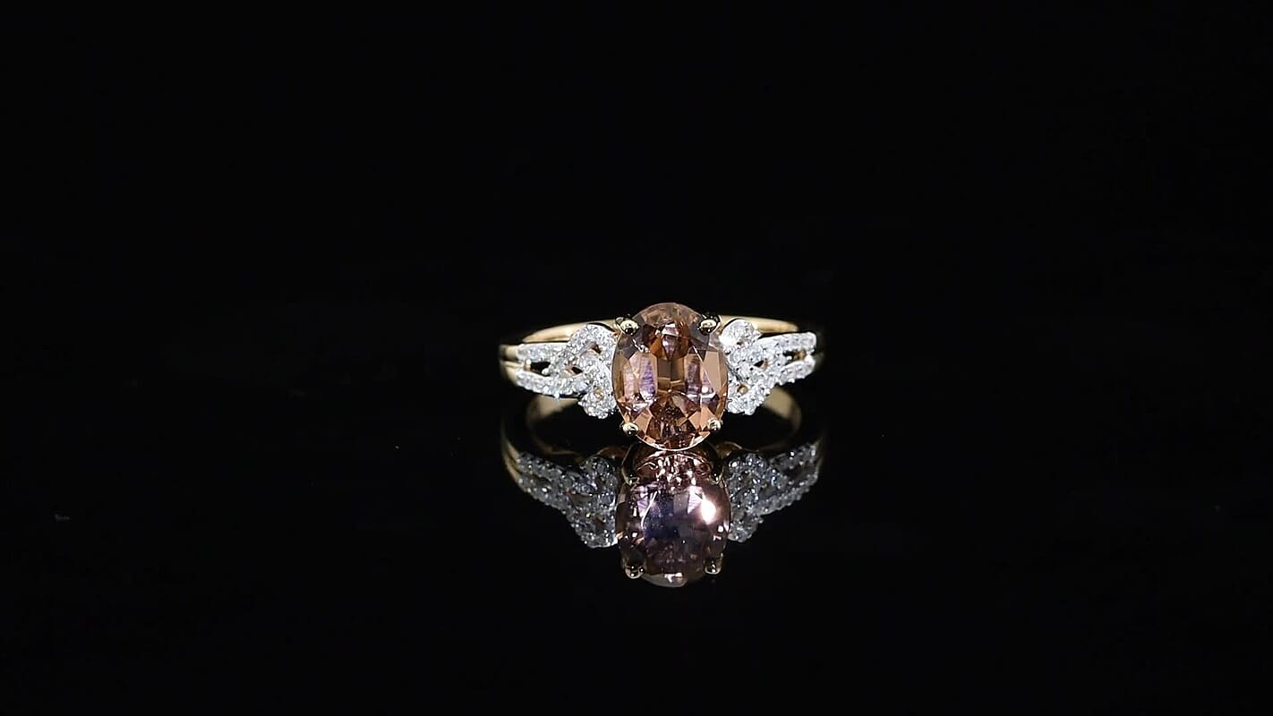 Luxoro 10K Rose Gold AAA Blush Tourmaline, Diamond (I2) Ring (Size 6.0) 2.50 ctw