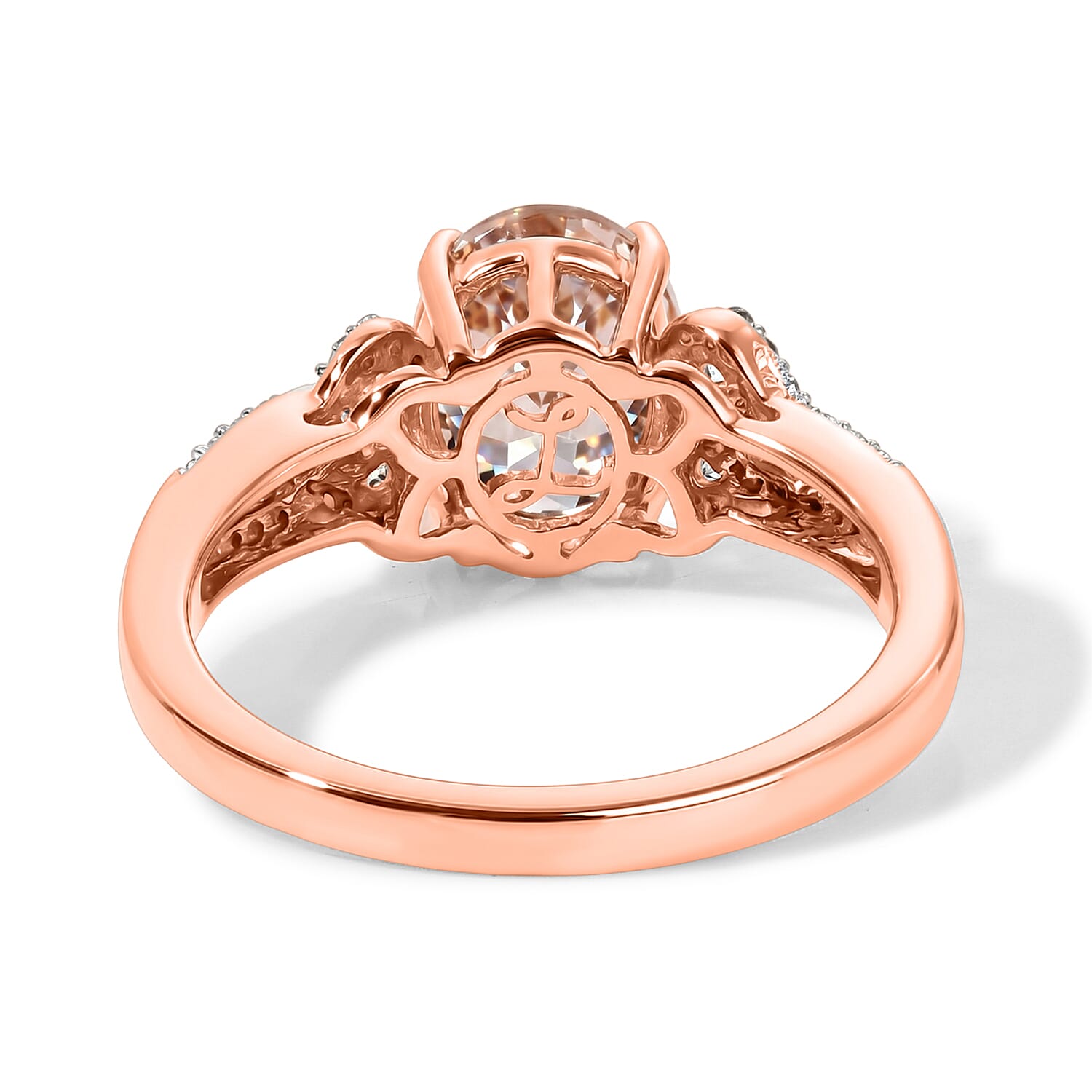 Luxoro 10K Rose Gold AAA Blush Tourmaline and Diamond (I2) 2.33 ctw Blush Love Loop Ring (Size 6.0)