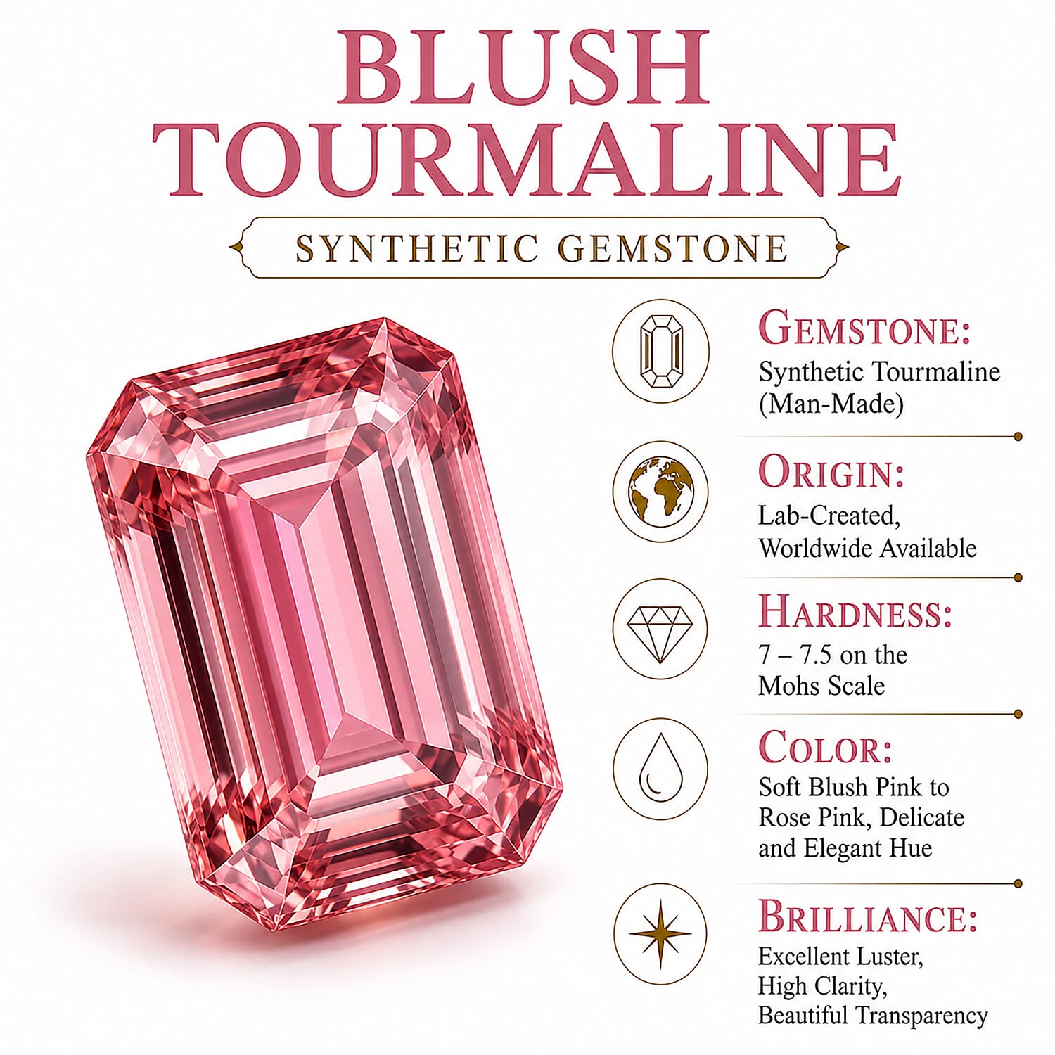 Luxoro 10K Rose Gold AAA Blush Tourmaline and Diamond (I2) 2.33 ctw Blush Love Loop Ring (Size 6.0)