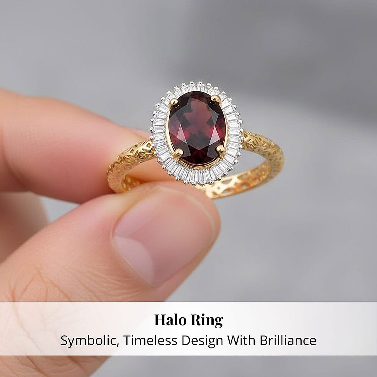 Mirage Collection Premium Anthill Garnet and Diamond I2 2.00 ctw Ring in 10K Yellow Gold (Size 10.0) image number 4