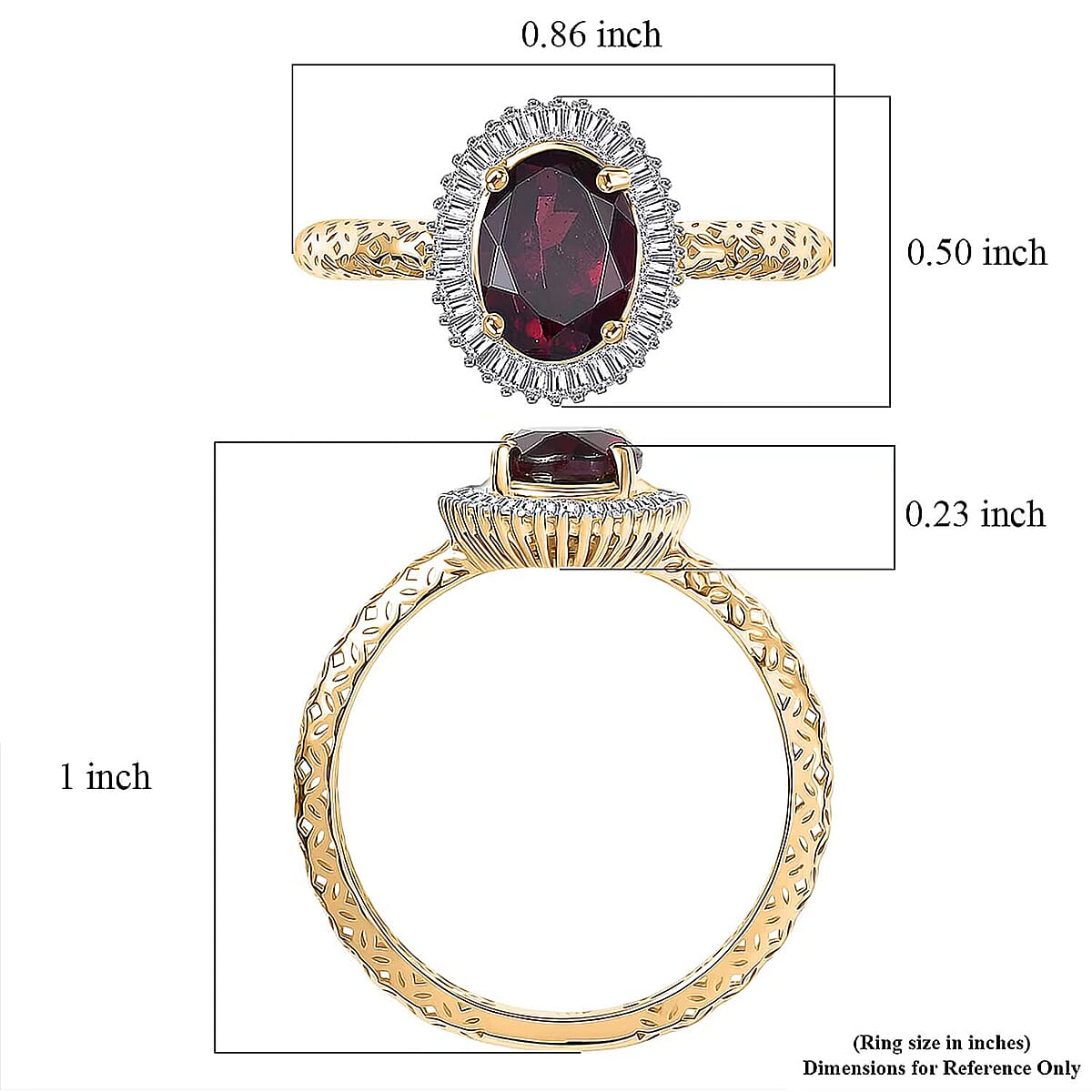 Mirage Collection Premium Anthill Garnet and Diamond I2 2.00 ctw Ring in 10K Yellow Gold (Size 10.0) image number 5