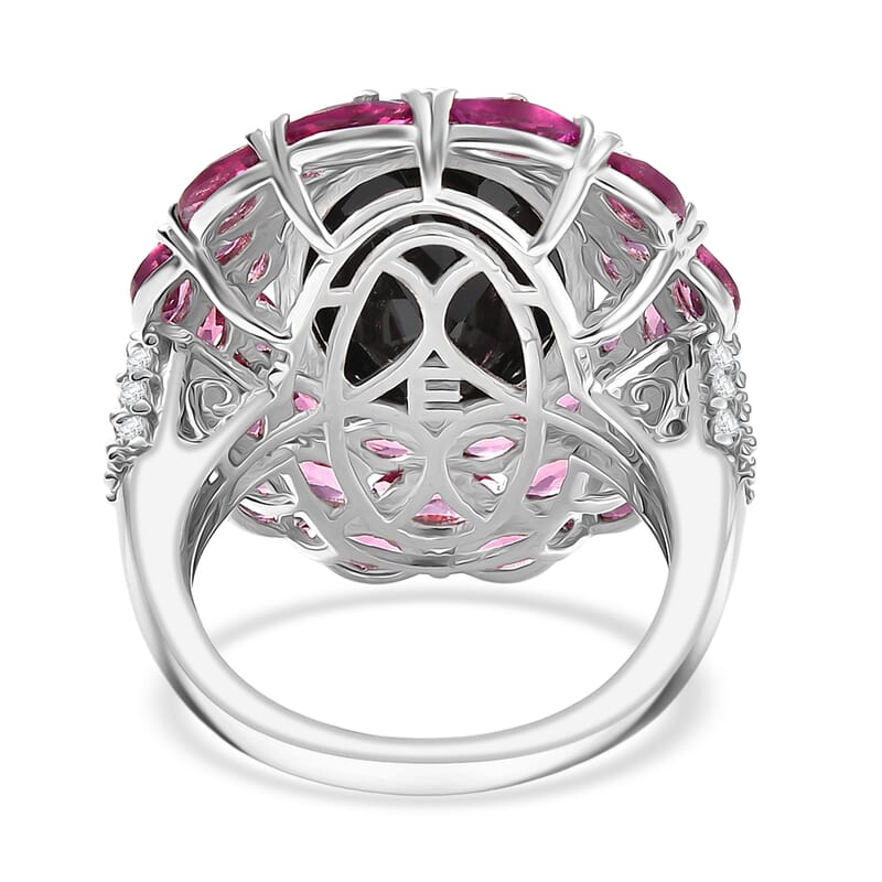 EverTrue Thai Black Spinel, Multi Gemstone 16.60 ctw Eclipse Majesty Ring in Platinum Bond (Size 10.0)