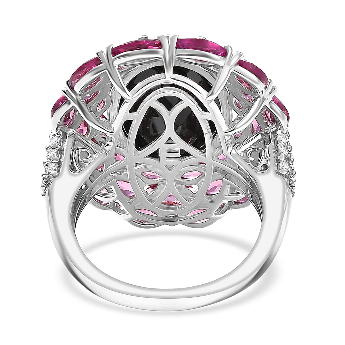 EverTrue Thai Black Spinel, Multi Gemstone 16.60 ctw Eclipse Majesty Ring in Platinum Bond (Size 7.0)