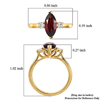 D'Joy Premium Mozambique Garnet and Moissanite 2.20 ctw Soulfire Solitaire Ring in 18K Vermeil Yellow Gold Over Sterling Silver (Size 9.0)
