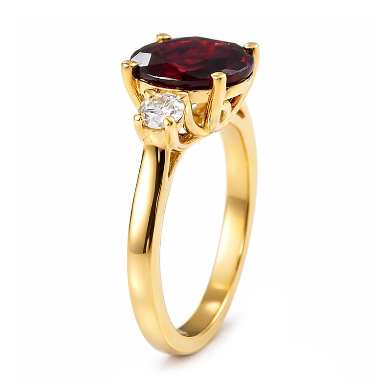 D'Joy Premium Mozambique Garnet and Moissanite 2.40 ctw Soulfire Solitaire Ring in 18K Vermeil Yellow Gold Over Sterling Silver (Size 6.0)