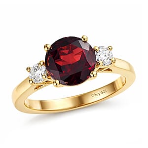 D'Joy Premium Mozambique Garnet and Moissanite 2.40 ctw Ring in 18K Vermeil Yellow Gold Over Sterling Silver (Size 7.0)