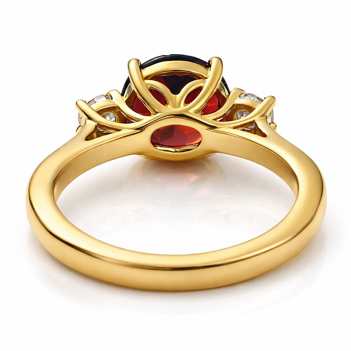 D'Joy Premium Mozambique Garnet, Moissanite Ring in 18K Vermeil YG Over Sterling Silver (Size 6.0) 2.40 ctw image number 4