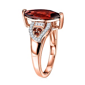 D'Joy Premium Mozambique Garnet and Moissanite 3.20 ctw Deco Flame Ring in 18K Vermeil Rose Gold Over Sterling Silver (Size 6.0)