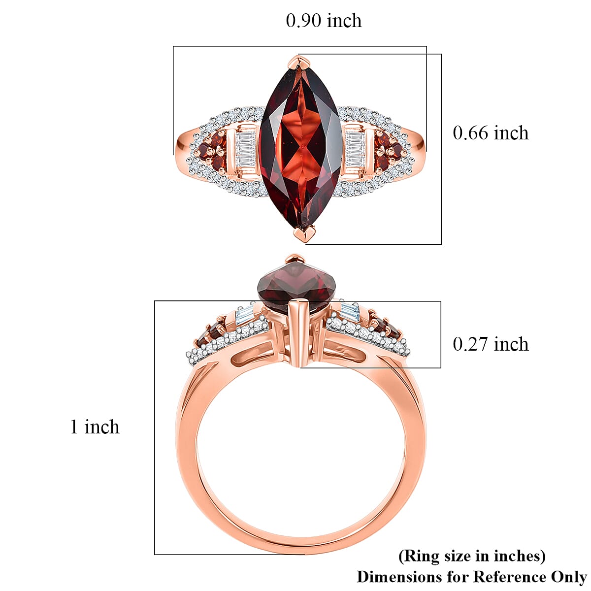 D'Joy Premium Mozambique Garnet, Moissanite Ring in 18K Vermeil RG Over Sterling Silver (Size 6.0) 3.20 ctw image number 5