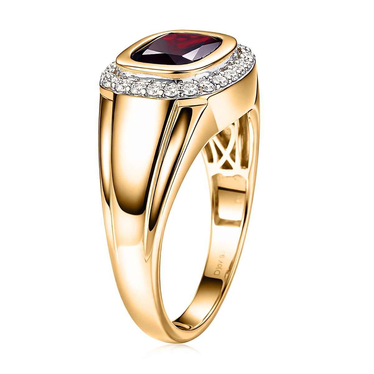 D'Joy Premium Mozambique Garnet, Moissanite Ring in 18K Vermeil YG Over Sterling Silver (Size 9.0) 4.00 ctw image number 3