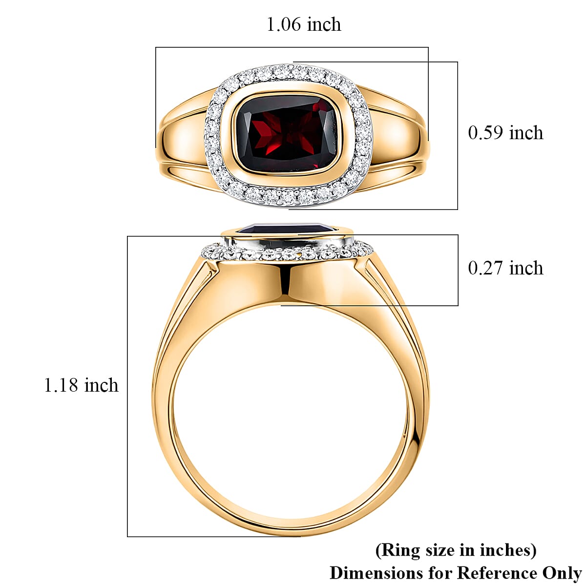 D'Joy Premium Mozambique Garnet and Moissanite 4.00 ctw Men's Ring in 18K Vermeil Yellow Gold Over Sterling Silver (Size 10.0) image number 5